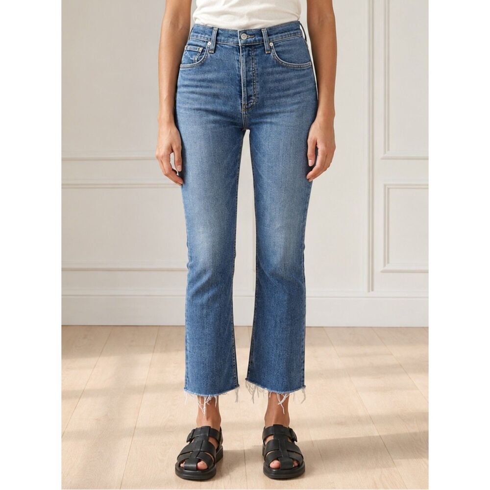 Citizens of Humanity Isola Jeans Size 25 Lawless High Rise Cropped Flare Raw Hem